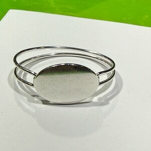 Authentic TIFFANY & CO STERLING SILVER OVAL ID TAG DOUBLE WIRE CUFF BRACELET